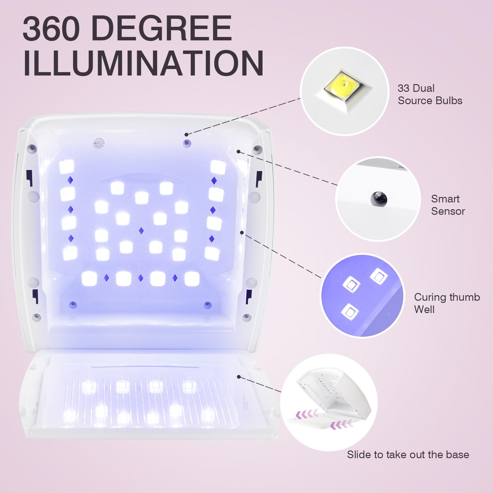 NailFace Cordless UV LED Nail Lamp 66W Rechargeable • Auto Sensor • 5 Timers for Home & Salon