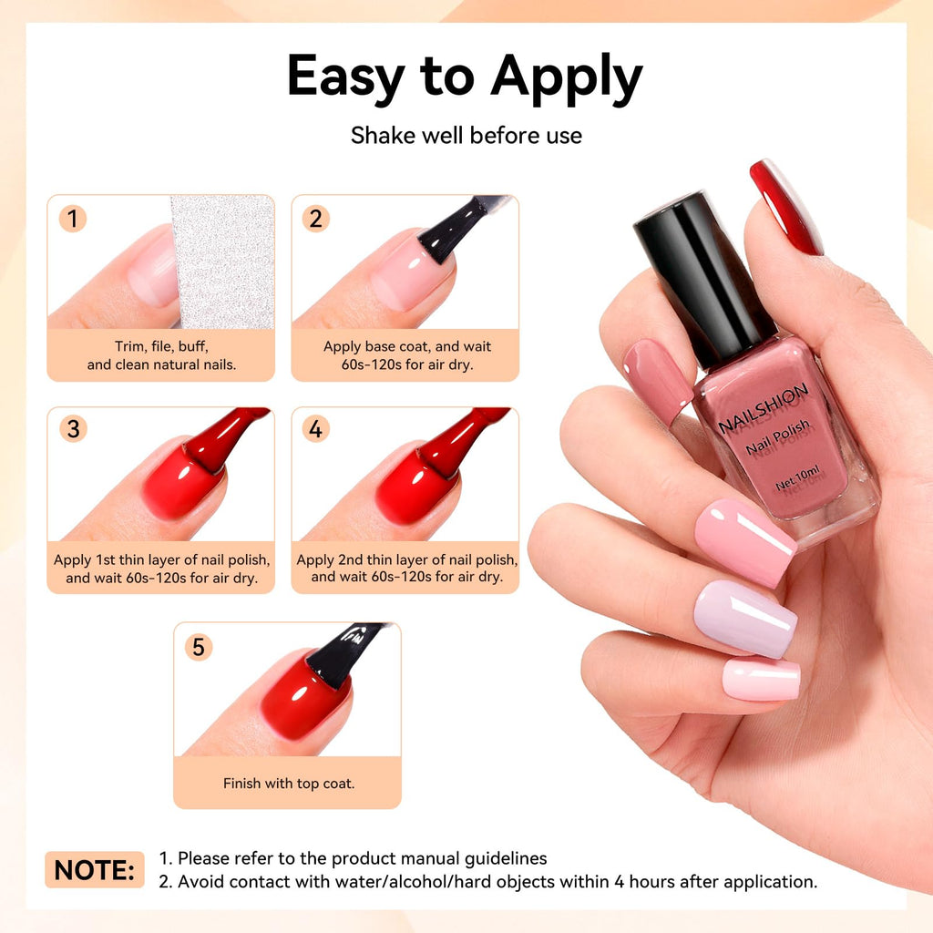 Nailshion Nude Gray Nail Polish Set – 16 Colors with Base & Top Coat, Remover Pads | Fast Dry, Non-Gel