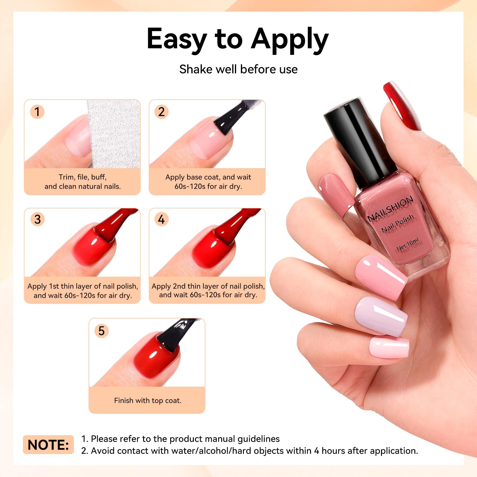 Nailshion Nude Gray Nail Polish Set – 16 Colors with Base & Top Coat, Remover Pads | Fast Dry, Non-Gel