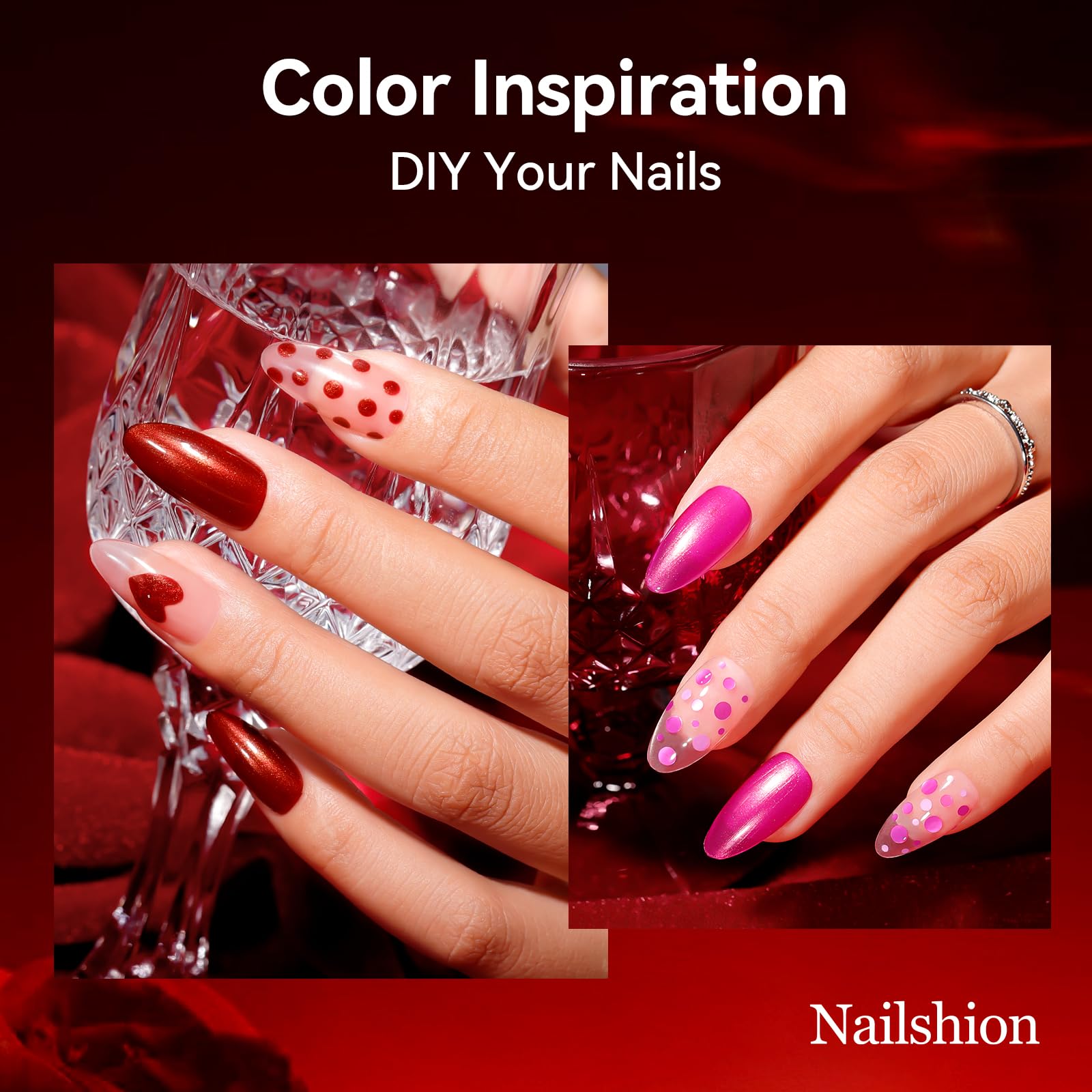 Nailshion Red Nail Polish Set – 6 Vibrant Reds, Quick-Dry, HEMA-Free, 12-Toxic-Free