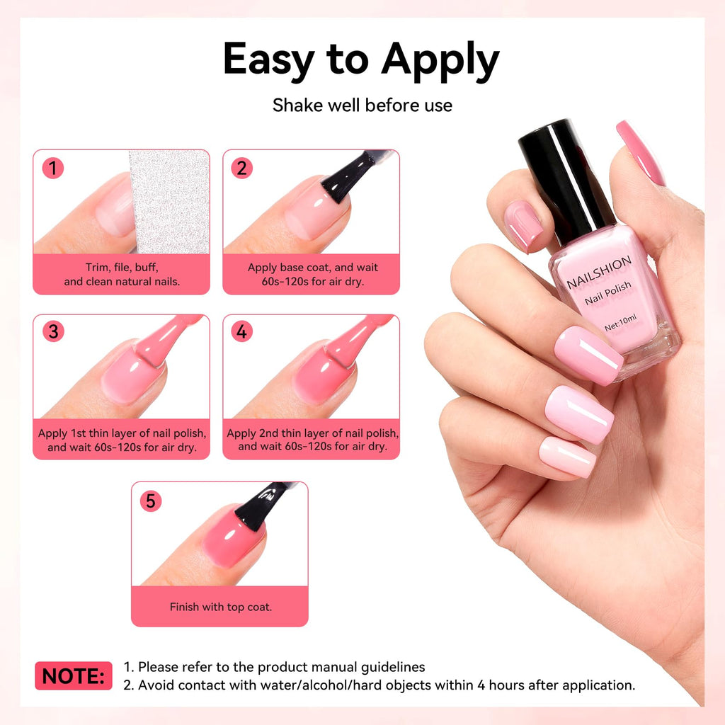 Nailshion 16-Color Nail Polish Set with Base & Top Coat and Remover Pads