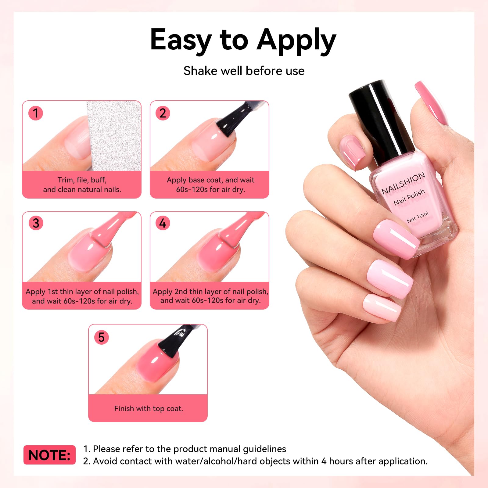 Nailshion 16-Color Nail Polish Set with Base & Top Coat and Remover Pads