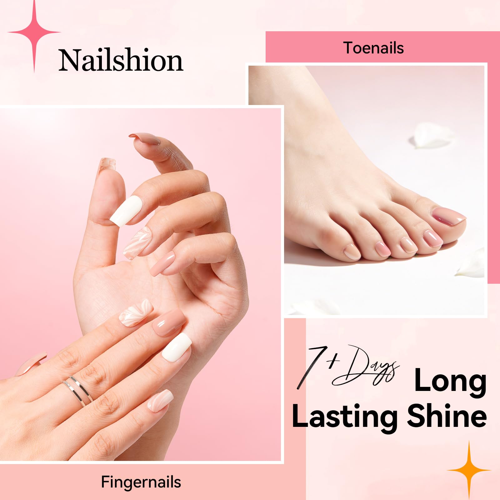 Nailshion 16-Color Nail Polish Set with Base & Top Coat and Remover Pads
