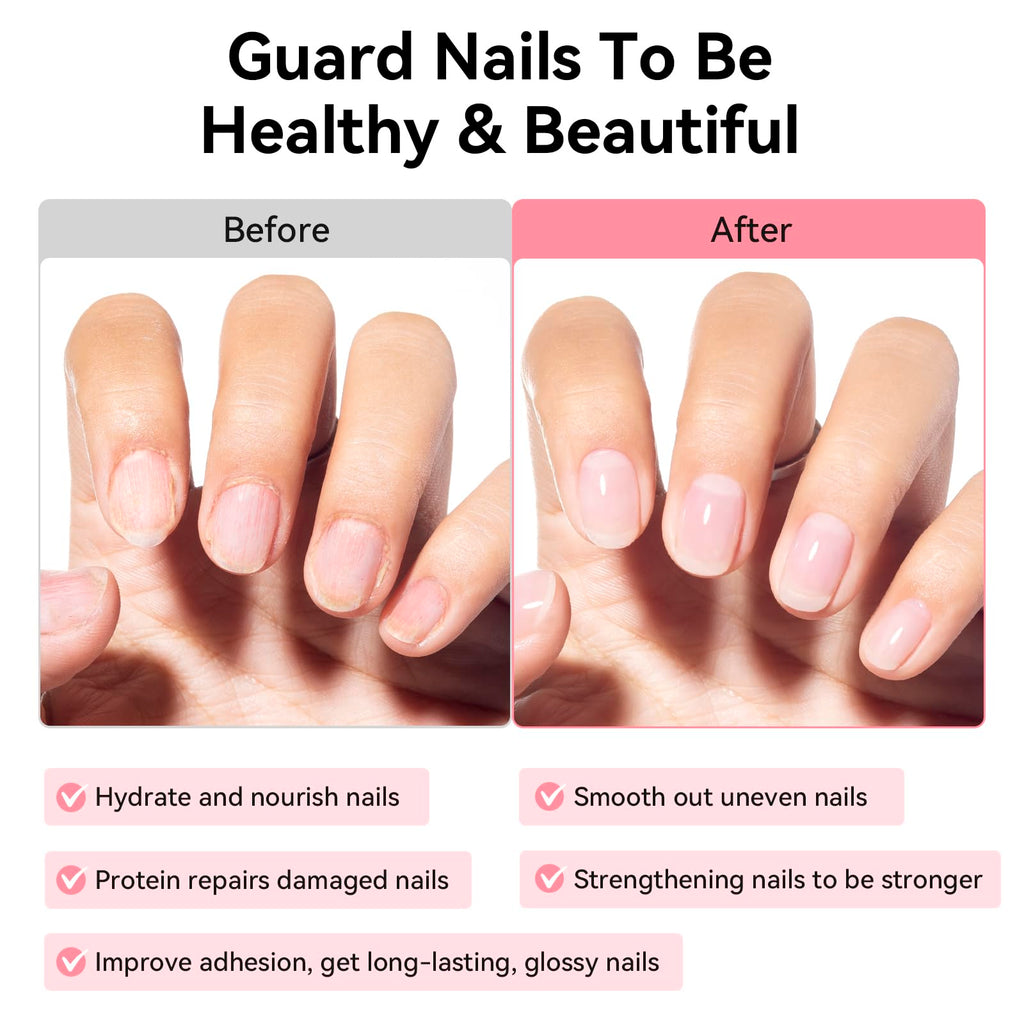 Nailshion Nail Ridge Filler Base Coat & Strengthener – VE Protein Formula, 0.5 fl oz