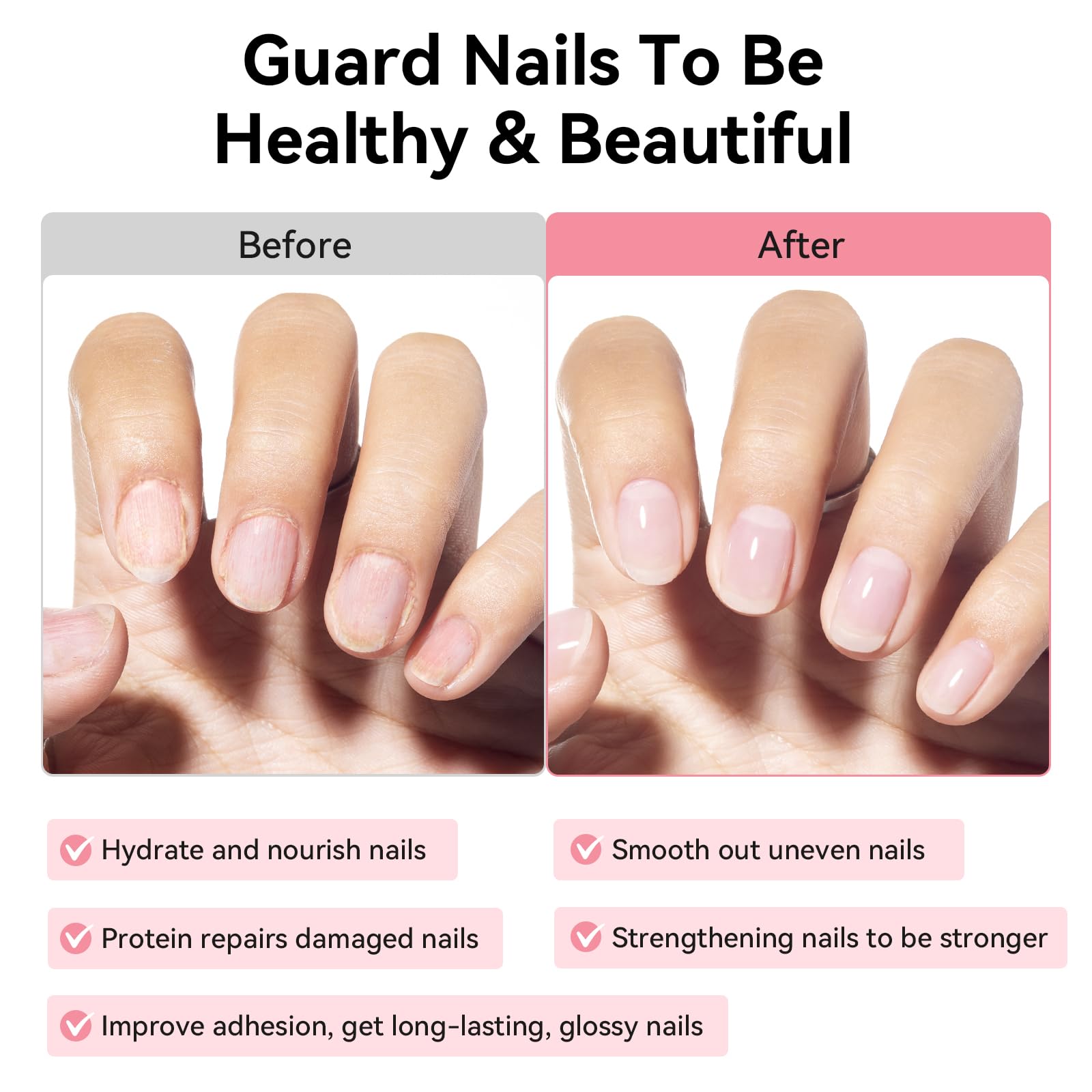Nailshion Nail Ridge Filler Base Coat & Strengthener – VE Protein Formula, 0.5 fl oz