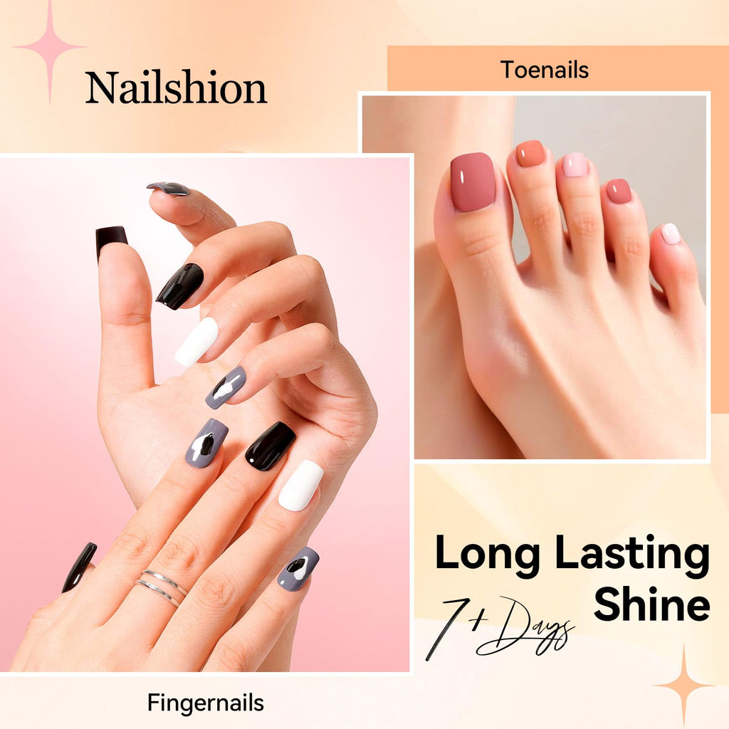 Nailshion Nude Gray Nail Polish Set – 16 Colors with Base & Top Coat, Remover Pads | Fast Dry, Non-Gel