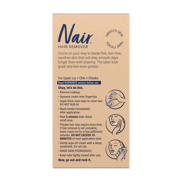Nair Hair Remover Moisturizing Face Cream with Sweet Almond Oil – 2 oz (Pack of 5)