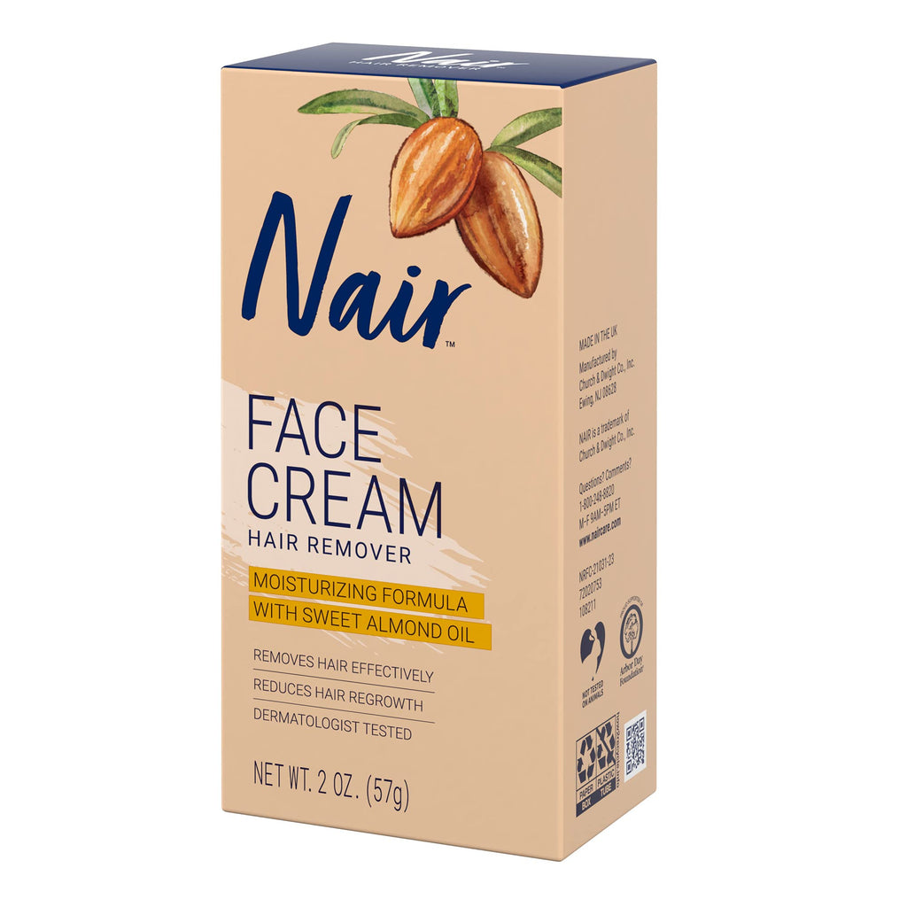 Nair Hair Remover Moisturizing Face Cream with Sweet Almond Oil – 2 oz (Pack of 5)
