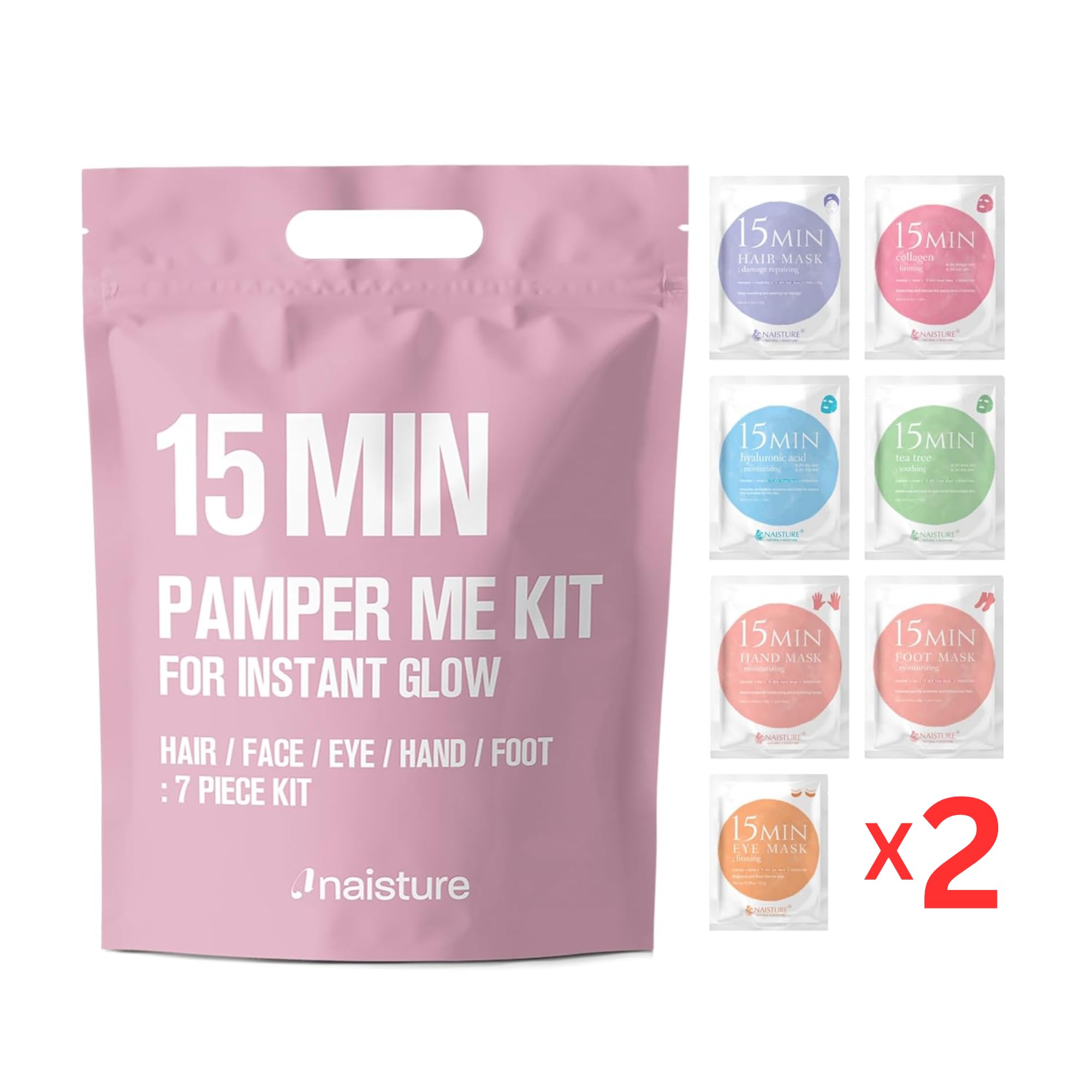 Naisture 15-Min Pamper Me Kit Duo (2-Pack) – Spa Skincare Gift Set (14 Masks)