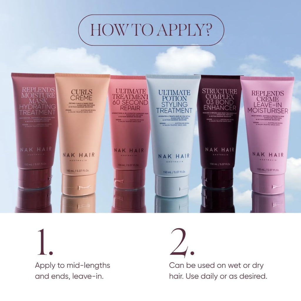 NAK Signature Replends Creme 150ml - Leave-In Hair Moisturizer for Hydration, Detangling & Protection | Vegan & Cruelty-Free