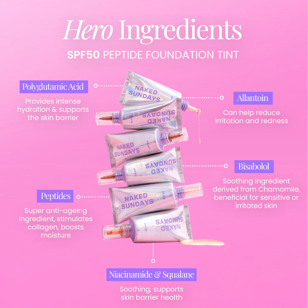Naked Sundays BeautyScreen SPF 50 Peptide Foundation Tint – Light Neutral 2.5, 1.01 oz