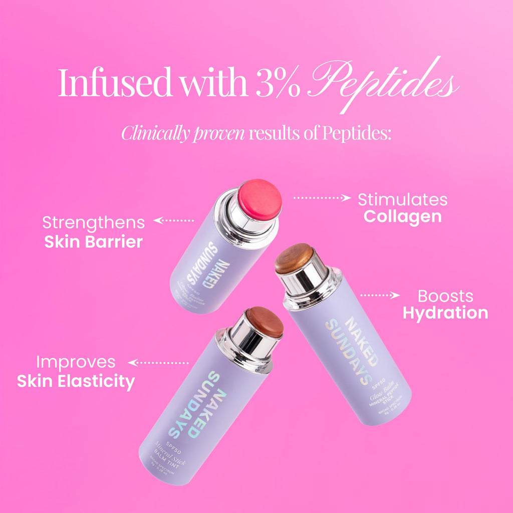 Naked Sundays SPF 50 Glow Balm Pink Pop – Peptide-Infused Blush Stick (8g)