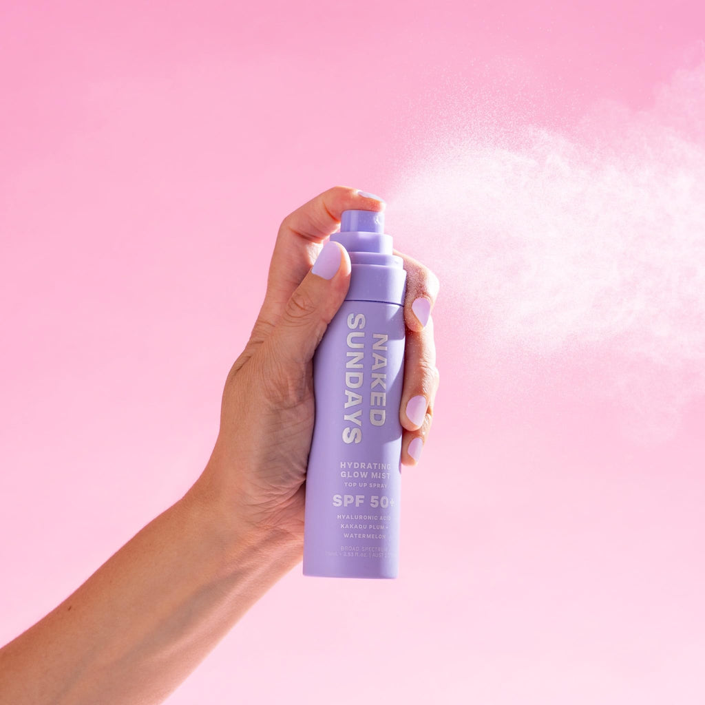 Naked Sundays SPF 50 Hydrating Glow Mist - Lightweight SPF Setting Spray and Face Sunscreen (2 Pack)