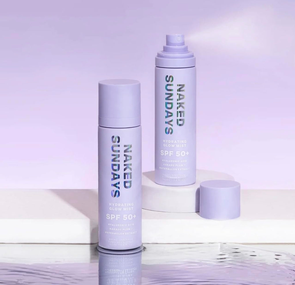 Naked Sundays SPF 50 Hydrating Glow Mist - Lightweight SPF Setting Spray and Face Sunscreen (2 Pack)