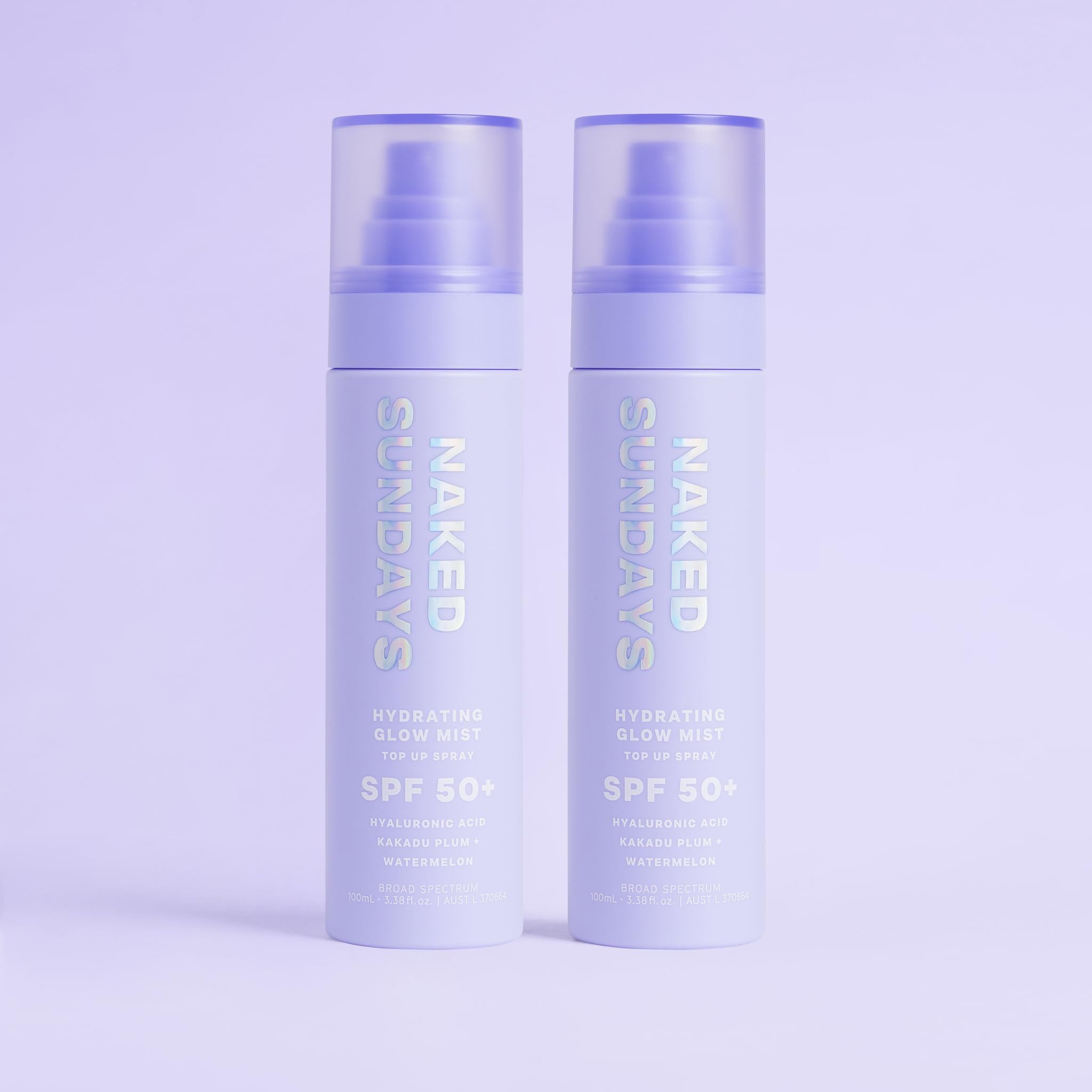 Naked Sundays SPF 50 Hydrating Glow Mist - Lightweight SPF Setting Spray and Face Sunscreen (2 Pack)