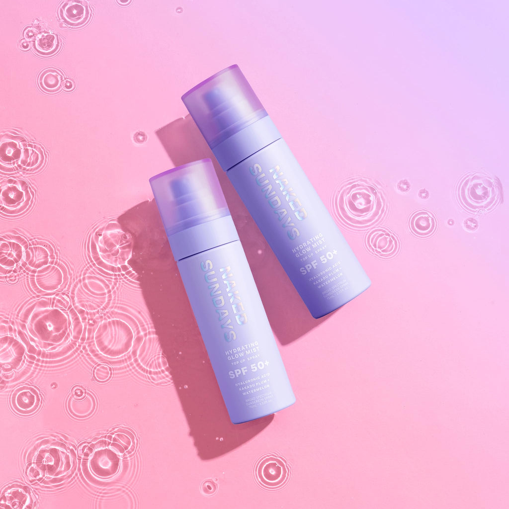 Naked Sundays SPF 50 Hydrating Glow Mist - Lightweight SPF Setting Spray and Face Sunscreen (2 Pack)