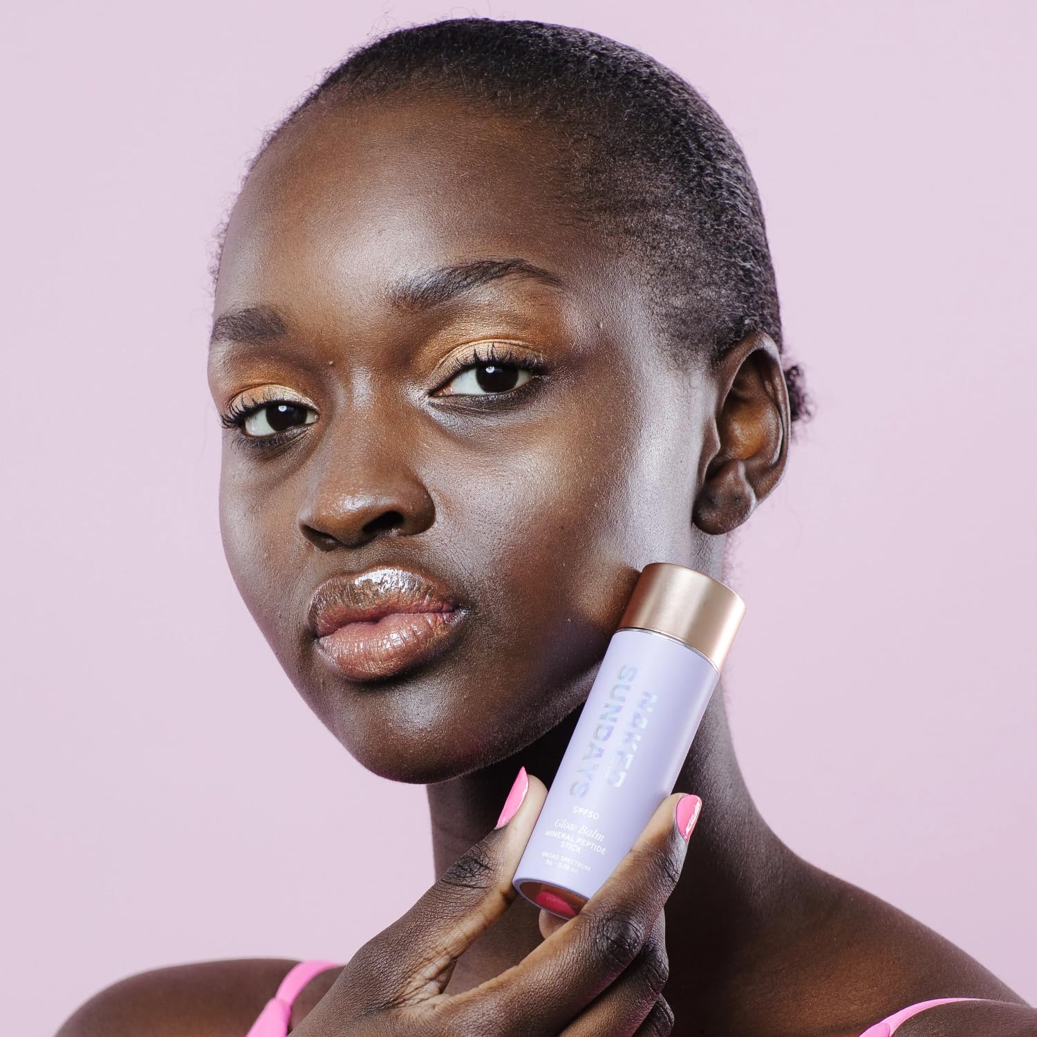 Naked Sundays SPF50 Mineral Glow Balm – Bronze, Peptide-Infused Multi-Use Blush Stick for Cheeks, Lips & Eyes