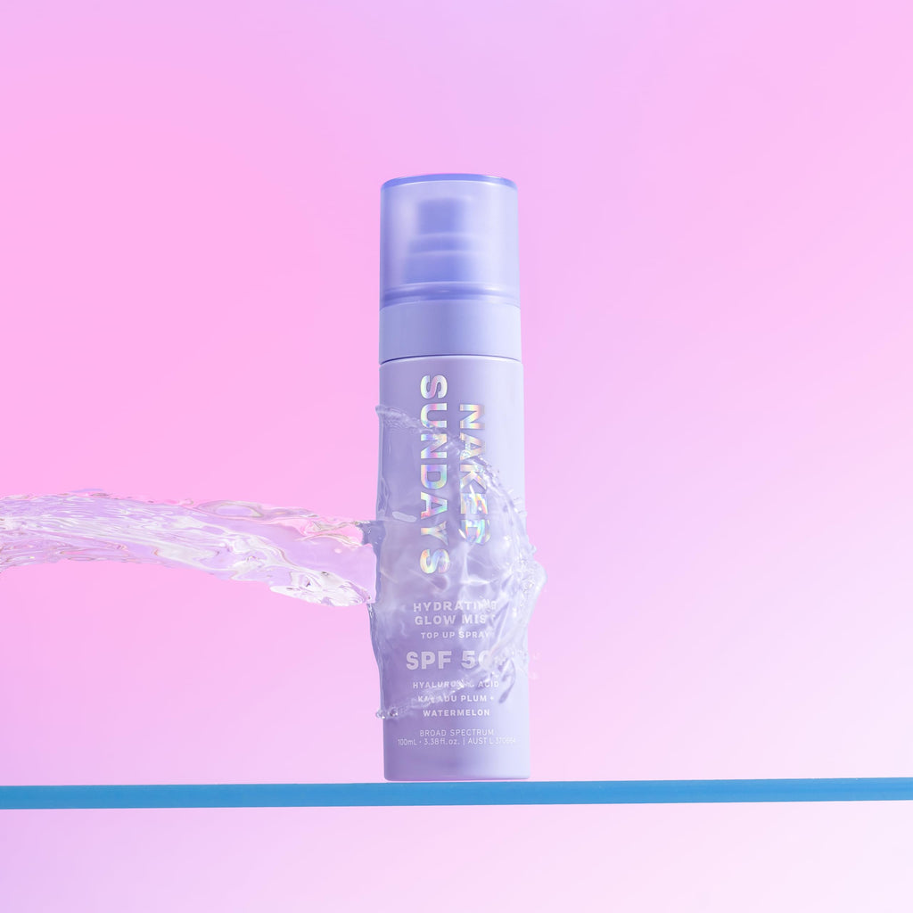 Naked Sundays SPF 50 Hydrating Glow Face Mist – Daily Sunscreen Setting Spray with Hyaluronic Acid (75ml)