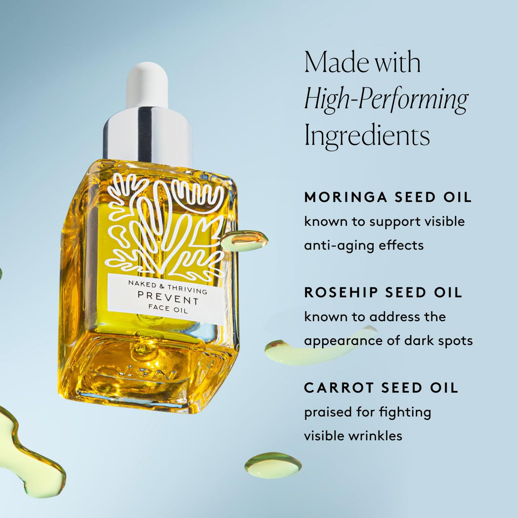 Naked & Thriving Prevent Anti-Aging Facial Oil – Vegan, Naturally Derived Skin Care (1.18 oz / 35 mL)