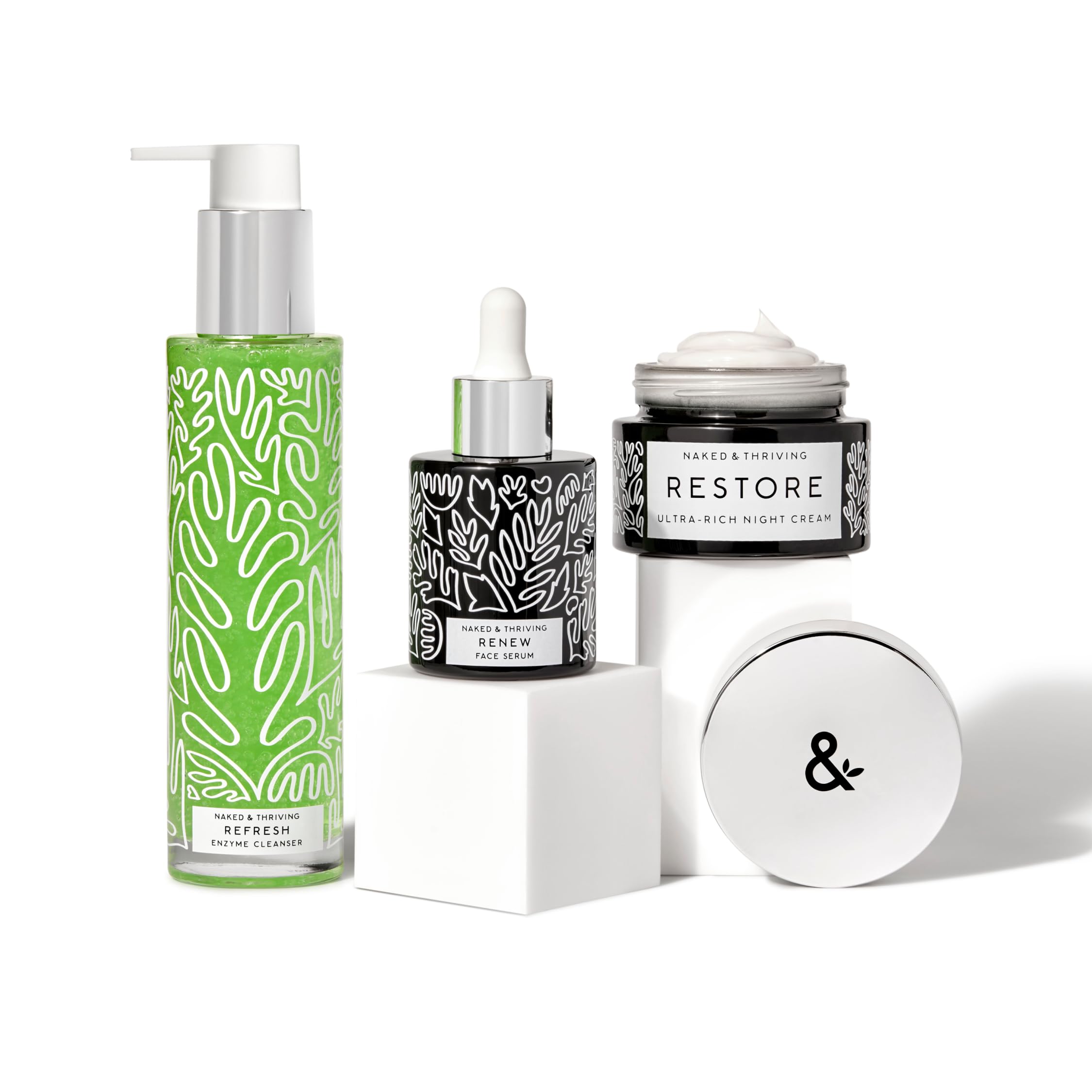 Naked & Thriving Advanced Renewal Routine — Restore Night Cream, Enzyme Cleanser & Renew Serum (Set of 3)