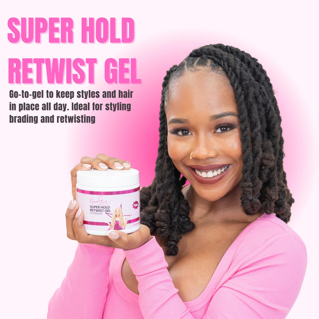 NappStar Super Hold Retwist Gel – Pink, 16oz | Strong Hold for Locs & Edges