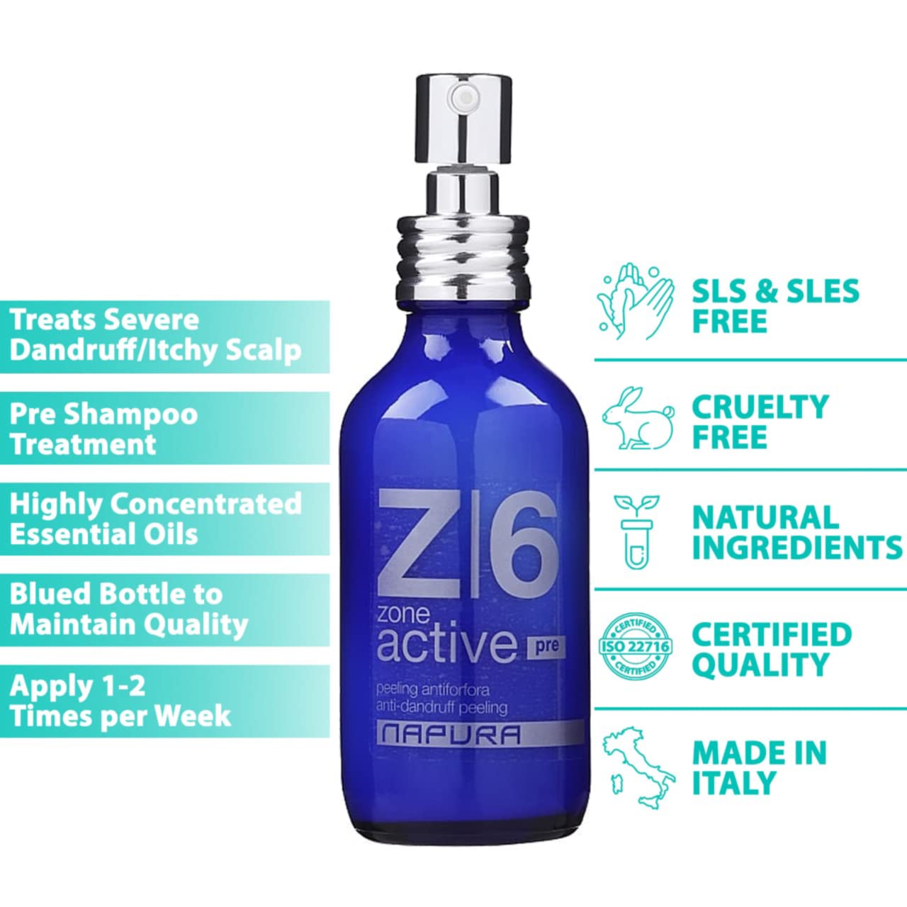 NAPURA Z6 Anti Dandruff Dry Scalp Serum | Intensive Treatment with Salicylic Acid, Zinc & Tea Tree Oil (1.69 fl oz)