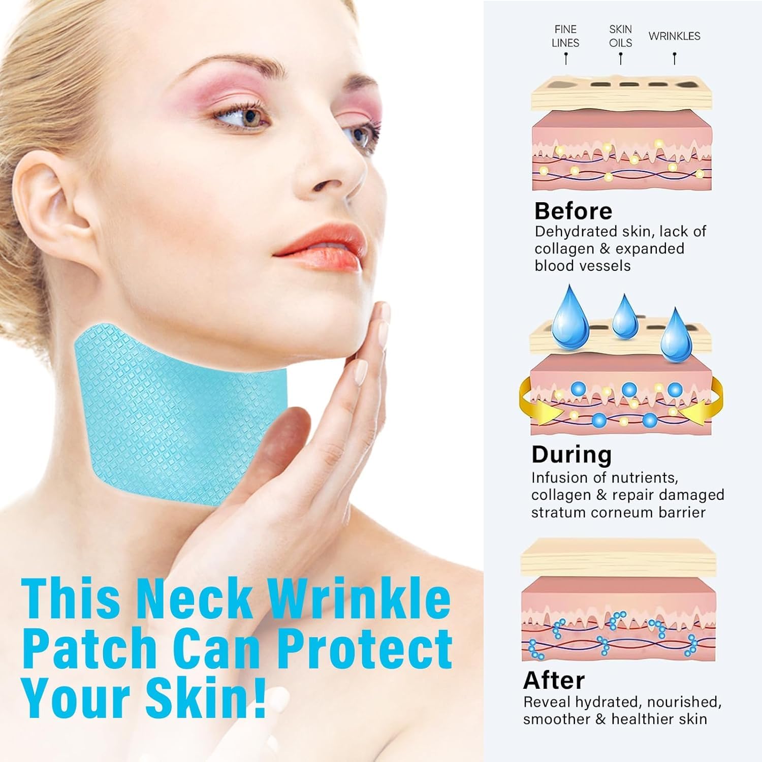 Nascence Anti Neck Wrinkle Patches – 5-Piece Moisturizing & Firming Neck Patches