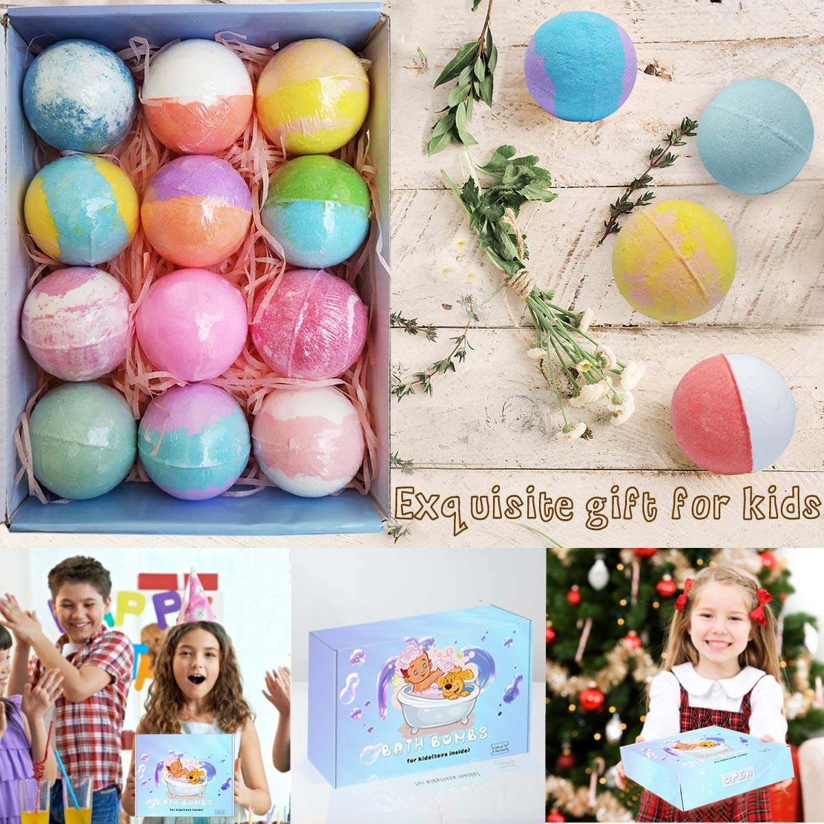 NASKY 3.5 oz XL Kids Bath Bombs with Toys Inside – 12 Count