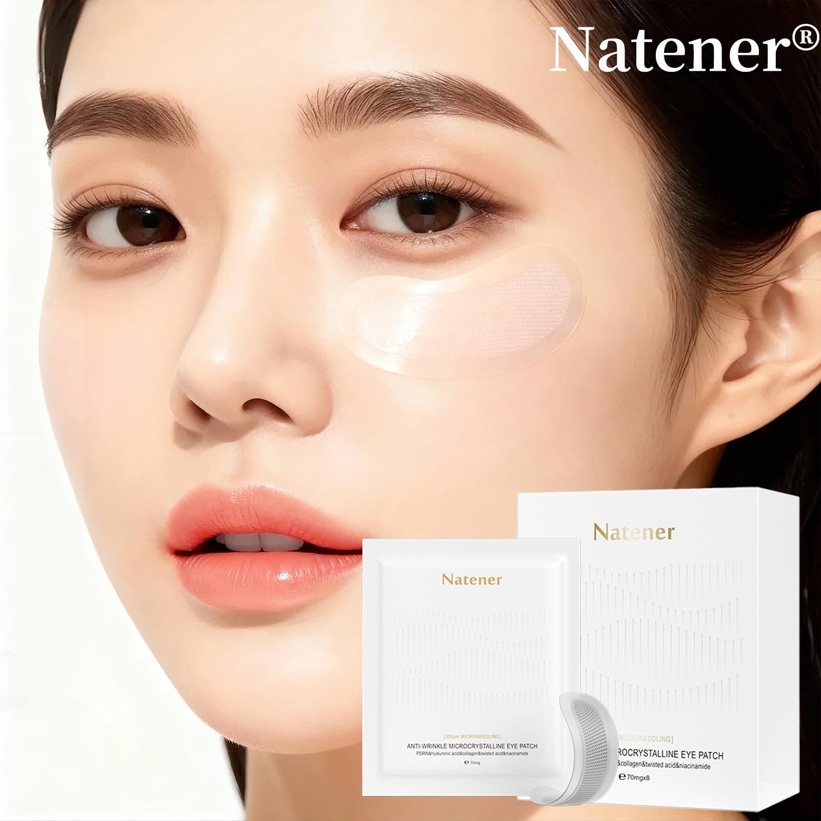 Natener 4 Pairs PDRN Micro Eye Patches | Hyaluronic Acid, Kojic Acid, Collagen + Peptides