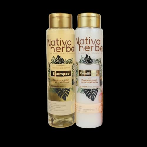 Nativa Herbal Rosemary & Onion Shampoo & Conditioner Set – Strengthens Roots, Shine, 18.5 oz Each (Paraben Free)