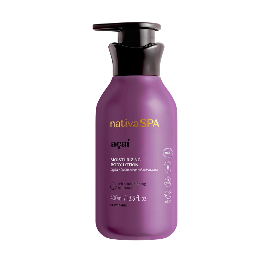 NATIVA SPA by O Boticário – Açaí Moisturizing Body Lotion | Long-Lasting Hydration, Lightweight Fragrance, 13.5 oz