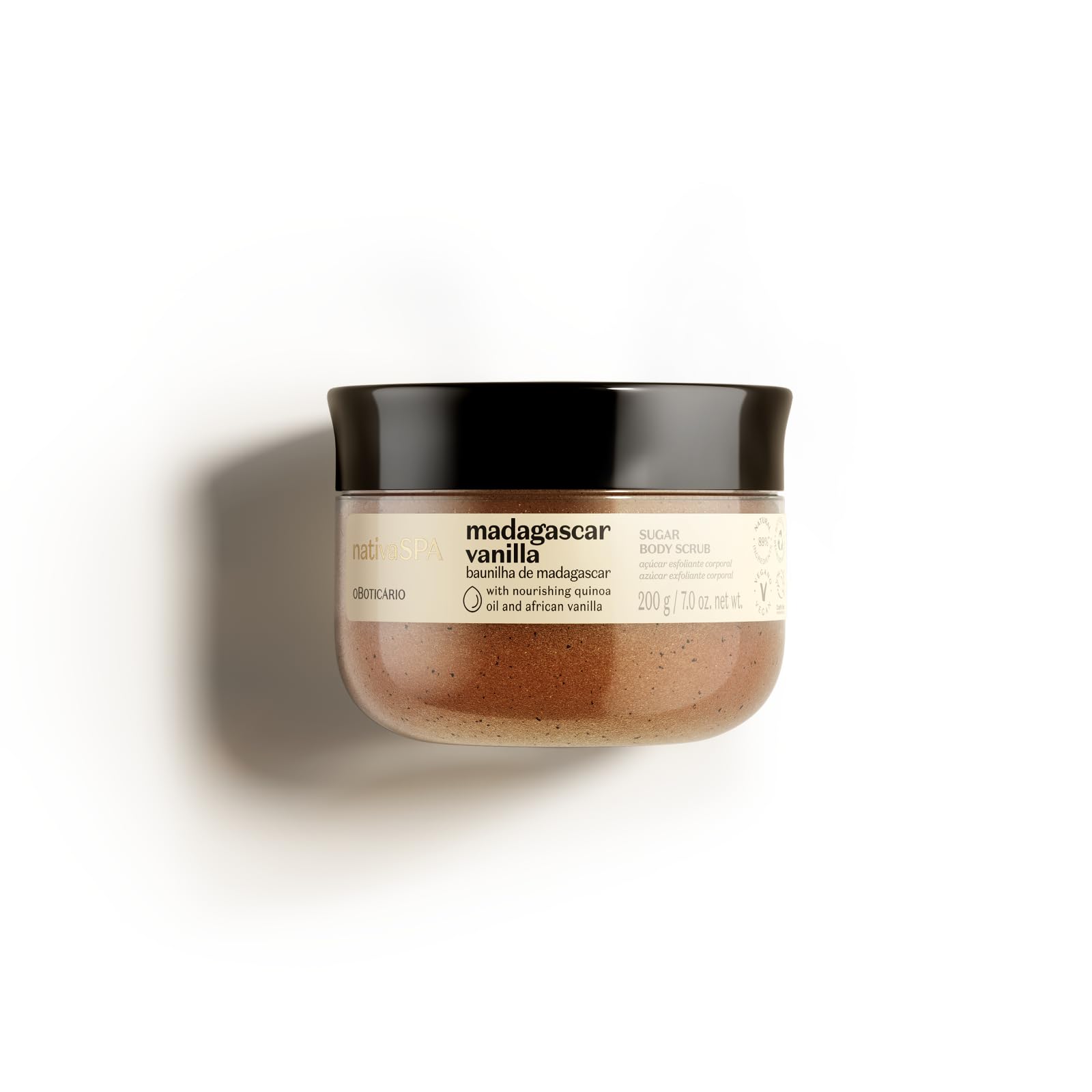 NATIVA SPA by O Boticário Madagascar Vanilla Exfoliating Body Scrub – Hydrating & Gentle Anti-Aging Polish, 7 oz