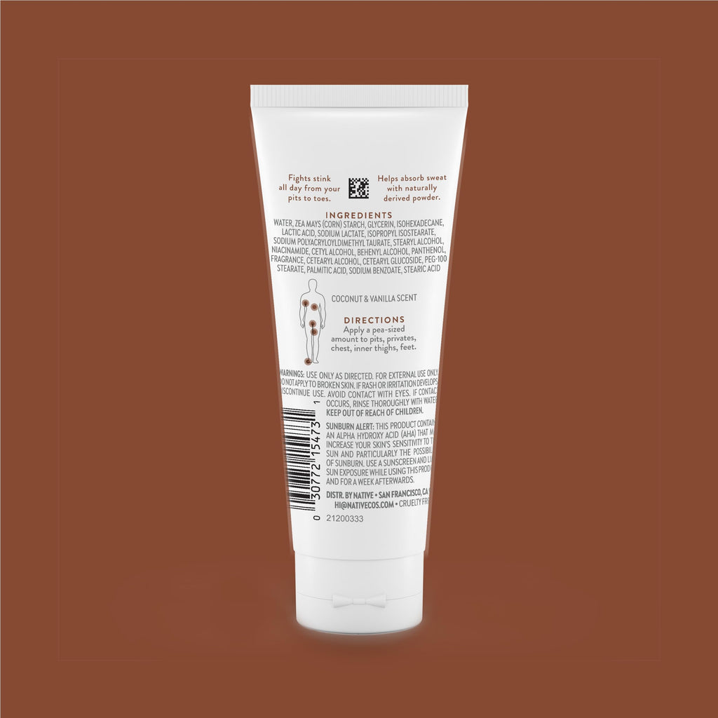 Native Whole Body Deodorant Cream – Aluminum-Free, 72-Hour Odor Protection | Coconut & Vanilla