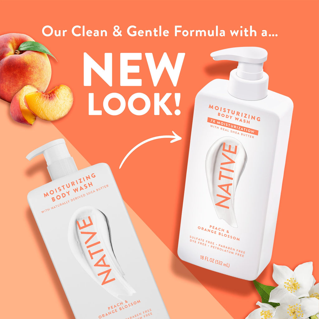 Native Moisturizing Body Wash with Peach & Orange Blossom — 18 oz | Sulfate, Dye & Paraben Free