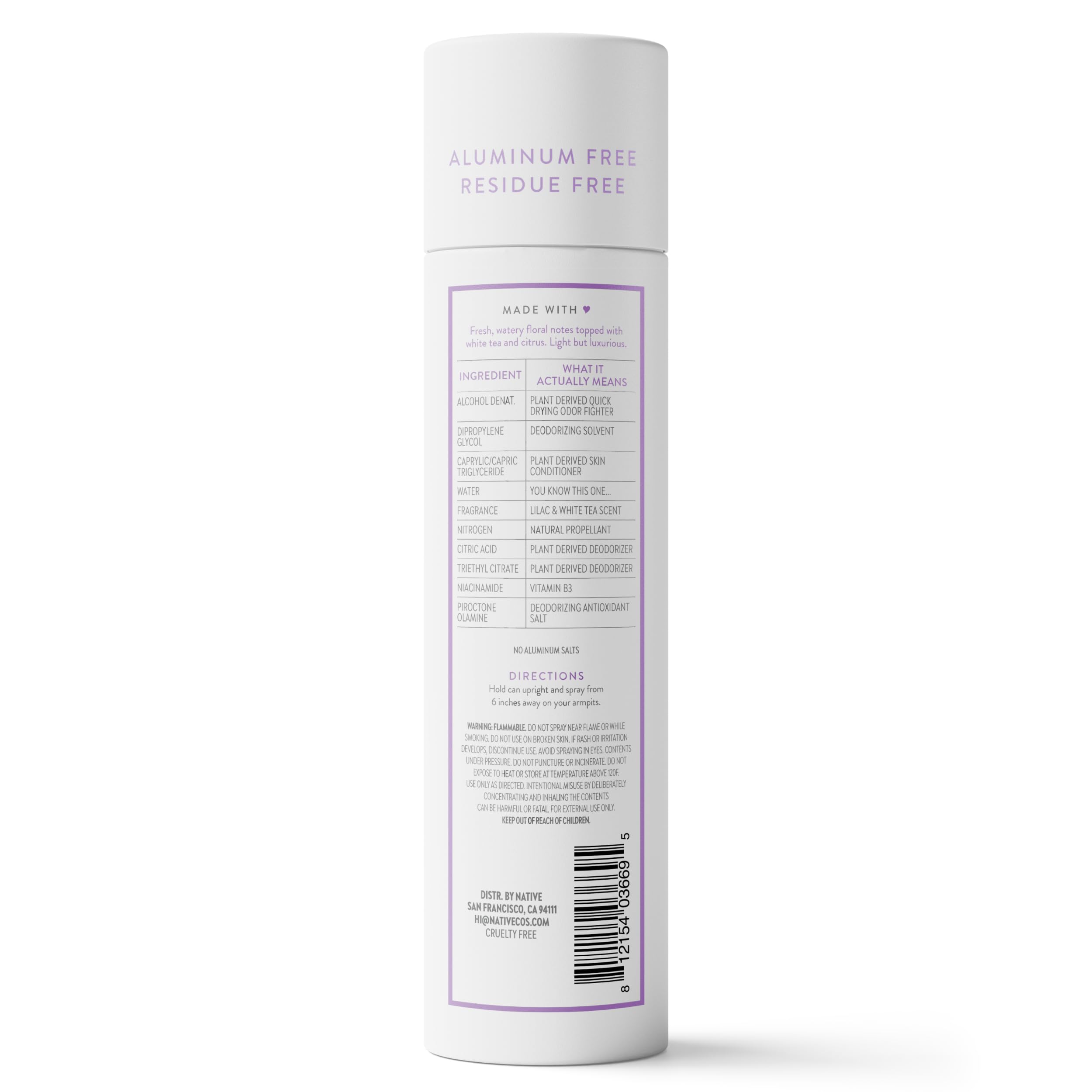 Native Deodorant & Body Spray Lilac & White Tea – Aluminum-Free, 72-Hour Odor Protection