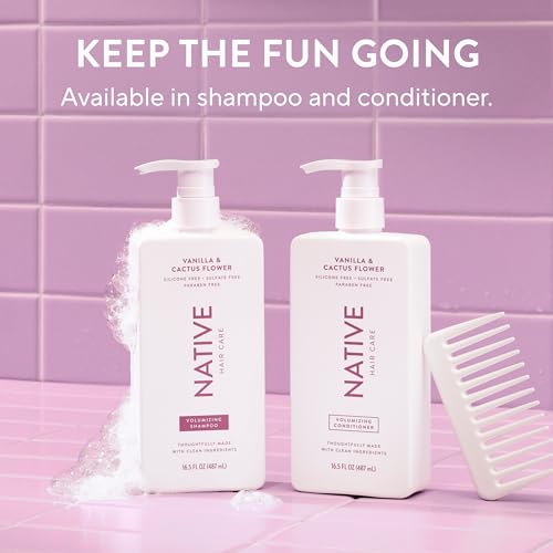 Native Vanilla & Cactus Flower 2-in-1 Shampoo & Conditioner | Naturally Derived, Sulfate & Dye Free, 2-Pack