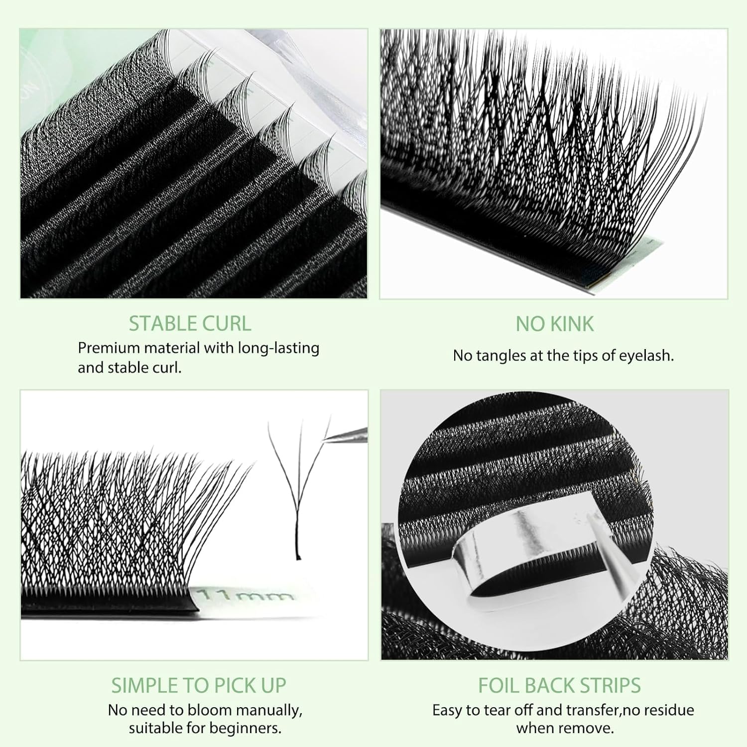 NATUHANA Eyelash Extensions 0.07 L Curl 8-12mm W Shaped Clover | Easy Fan Premade Lashes for Lash Techs