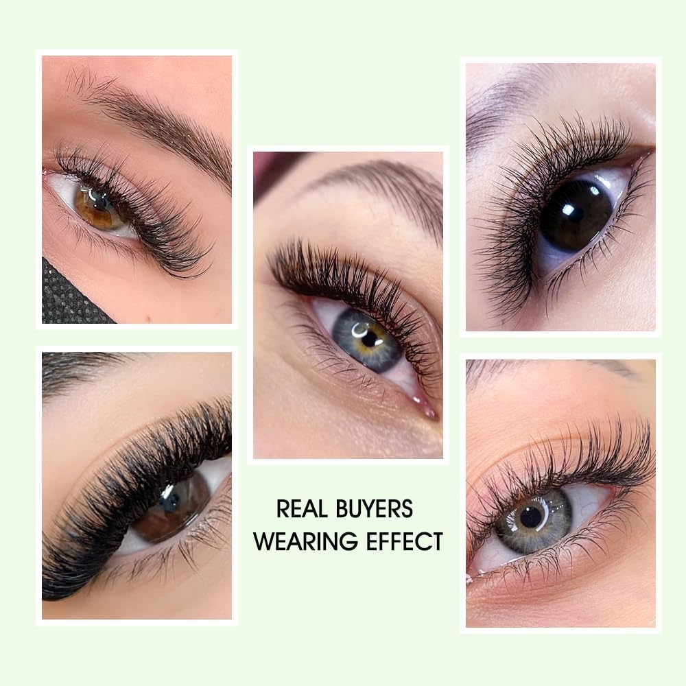 NATUHANA Eyelash Extensions 0.07 L Curl 8-12mm W Shaped Clover | Easy Fan Premade Lashes for Lash Techs