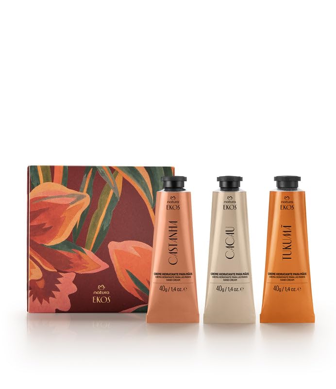 Natura Ekos Hand Cream Trio – 3x40g Vegan Gift Set (Brazil Nut, Tukumã, Cacau)