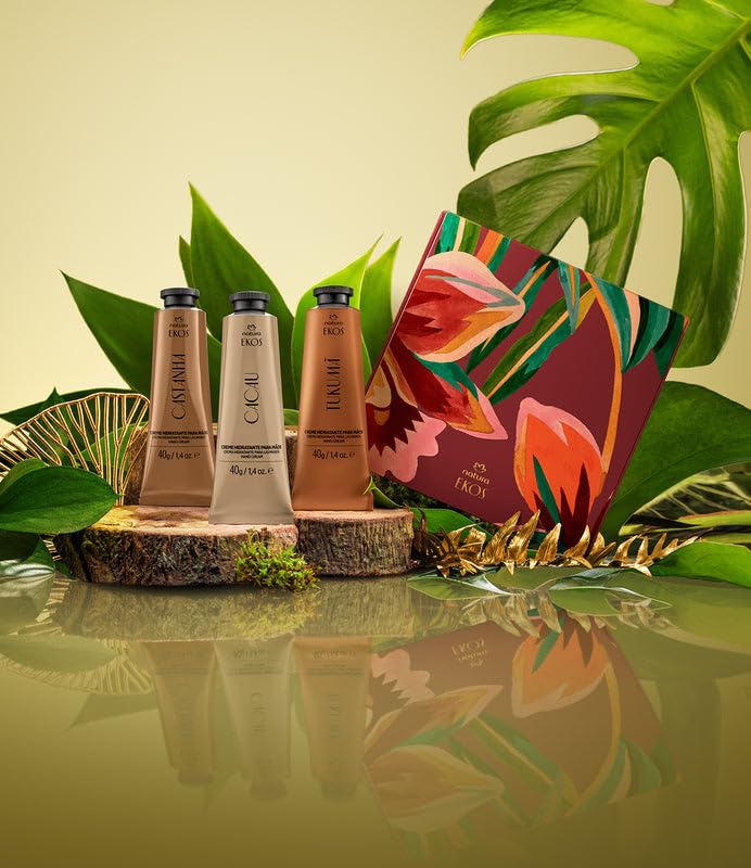 Natura Ekos Hand Cream Trio – 3x40g Vegan Gift Set (Brazil Nut, Tukumã, Cacau)