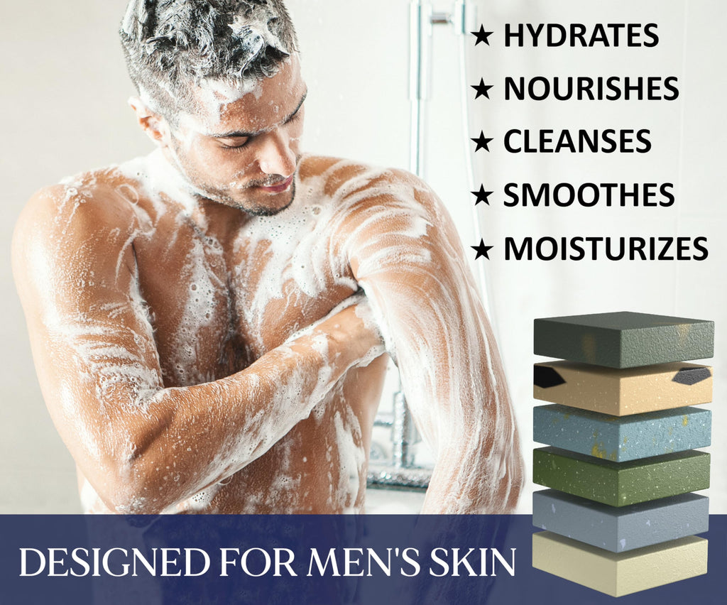 Natural American Men’s Bar Soap – 6 Bar Set, USA Handmade, All Natural, Cologne Scent, 5 oz