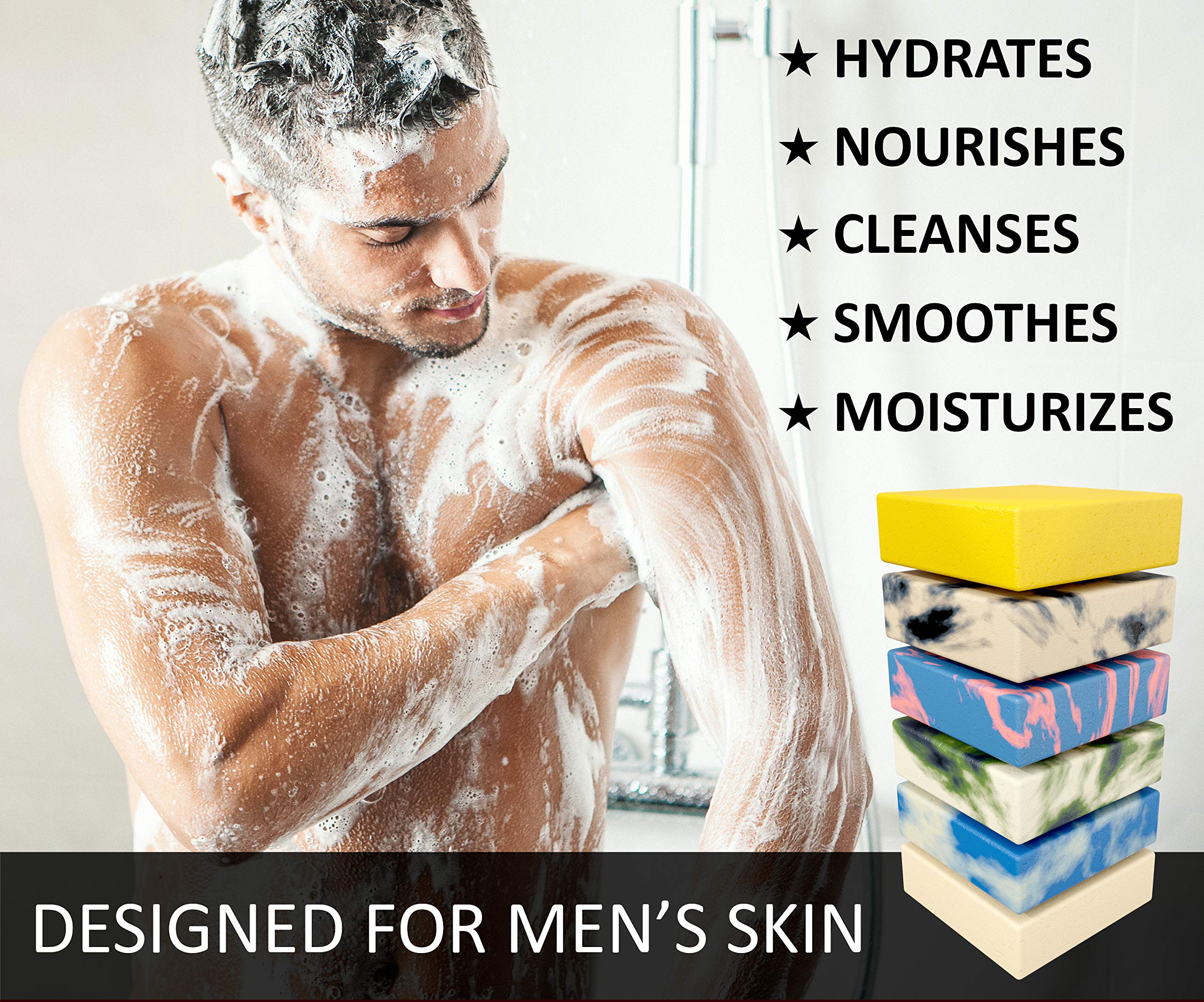 NATURAL AMERICAN SOLDIER Bar Soap – 6-Pack, 100% Natural for Men, Made in USA