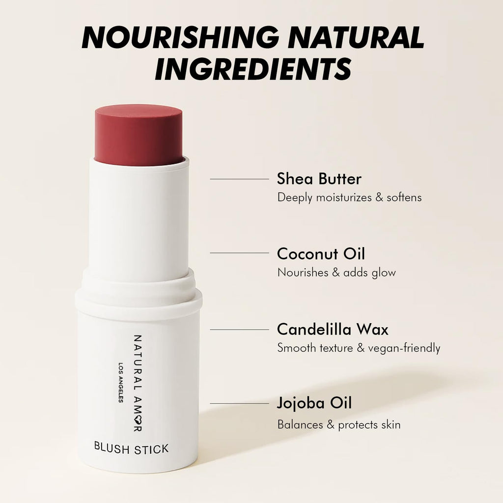 Natural Amor Blush Stick – 0.28oz, Multi-Use Vegan Makeup for Eyes, Cheeks & Lips