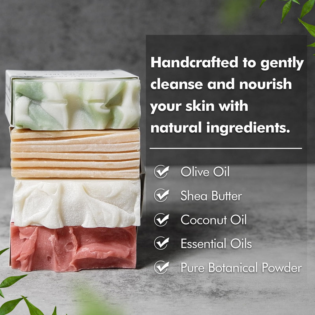 Natural Amor Los Angeles Organic Handmade Soap Bar Set (4 Pack) – Cold Process Gift for Women