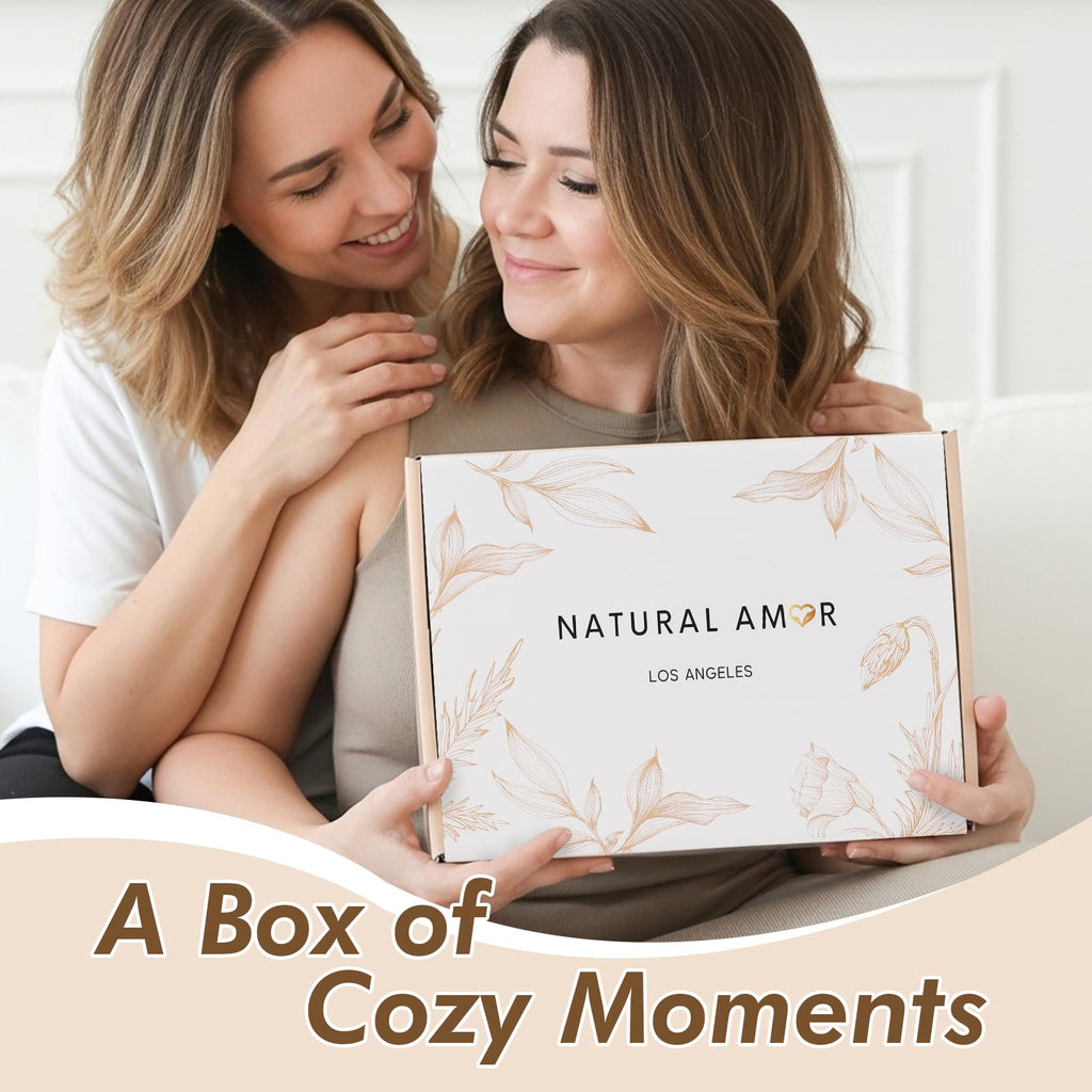 Natural Amor Spa Gift Set – 7-Piece Home Spa Box with Blanket, Bath Bomb, Candle & More