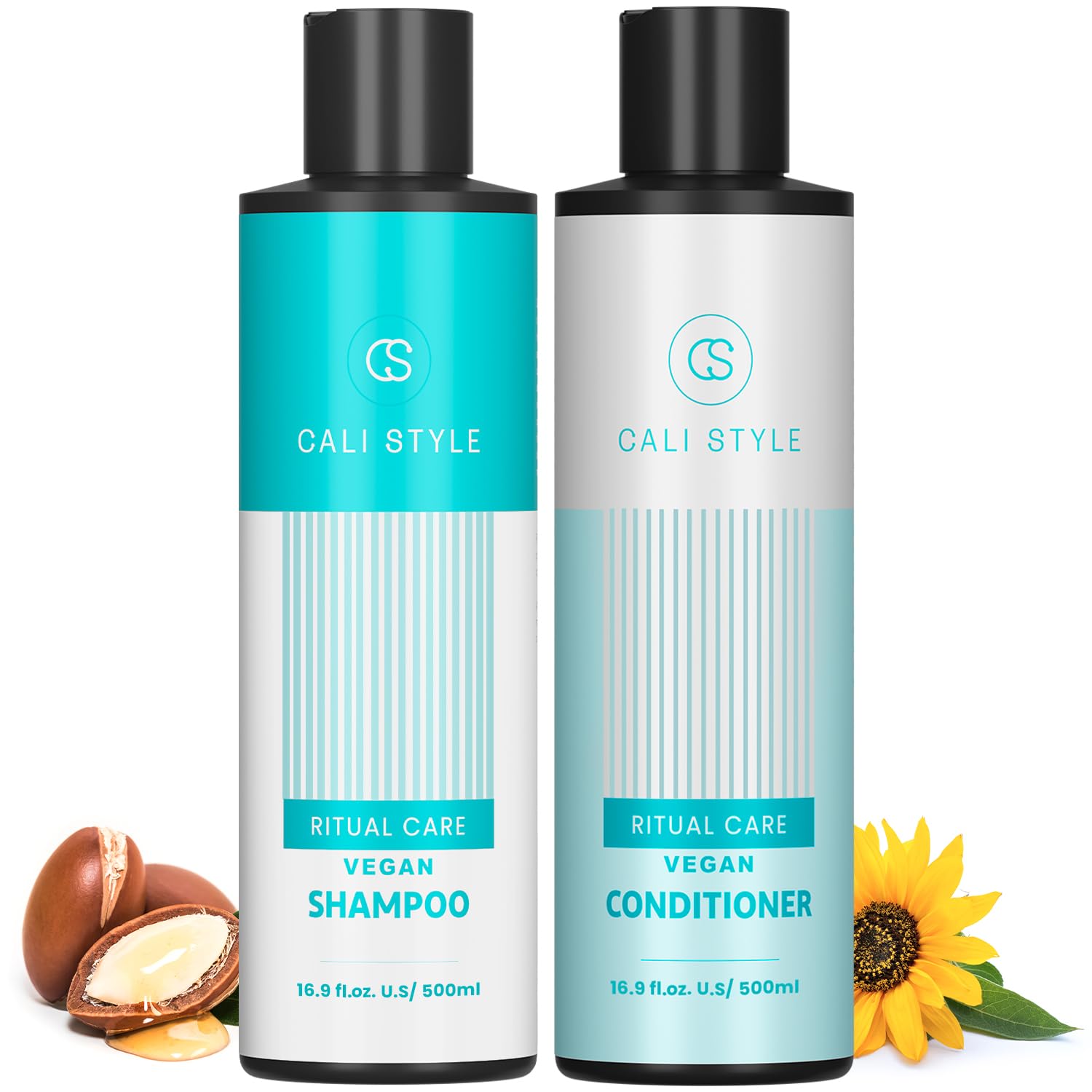 Natural Cosmetic Labs Cali Style Shampoo & Conditioner Set for Dry & Damaged Hair — Vegan, Sulfate- & Paraben-Free, 16.9 oz