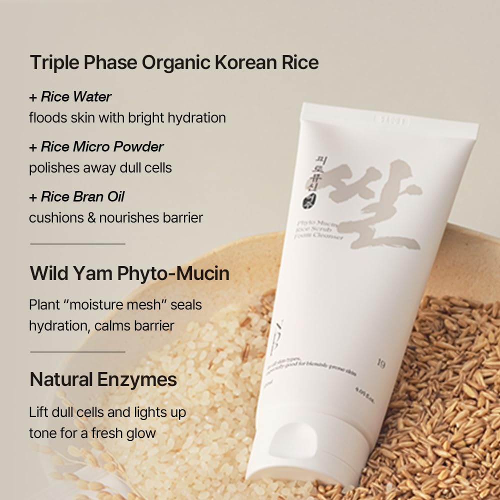 NDP Rice Mochi Deep Face Wash – Triple-Rice Micro-Exfoliating Foam for Sensitive Skin, pH 5.5, Vegan Korean Skincare, 4.05 fl oz