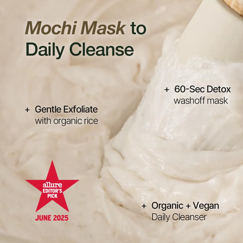 NDP Rice Mochi Deep Face Wash – Triple-Rice Micro-Exfoliating Foam for Sensitive Skin, pH 5.5, Vegan Korean Skincare, 4.05 fl oz