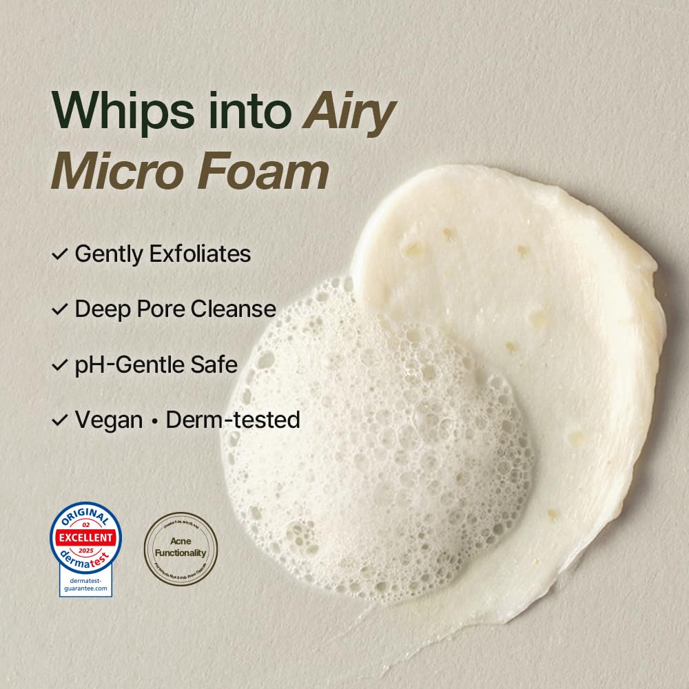 NDP Rice Mochi Deep Face Wash – Triple-Rice Micro-Exfoliating Foam for Sensitive Skin, pH 5.5, Vegan Korean Skincare, 4.05 fl oz