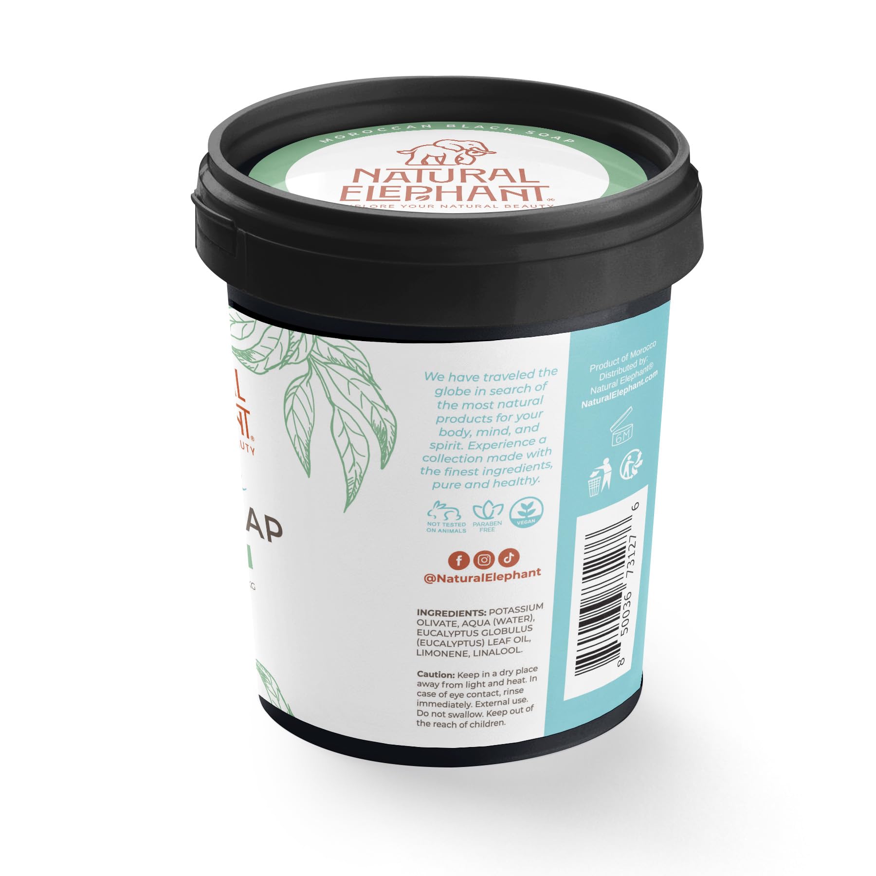 Natural Elephant Moroccan Black Soap with Eucalyptus – 1kg Bulk